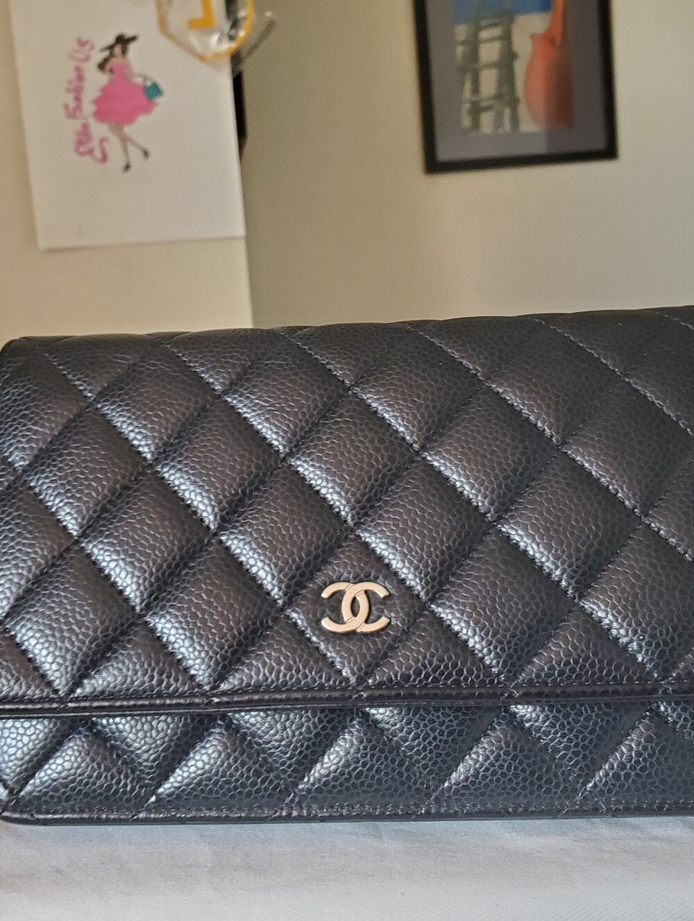 Chanel Wallet On Chain Black Caviar Gold Hw Chip Code Receipt - Picture 7 of 10